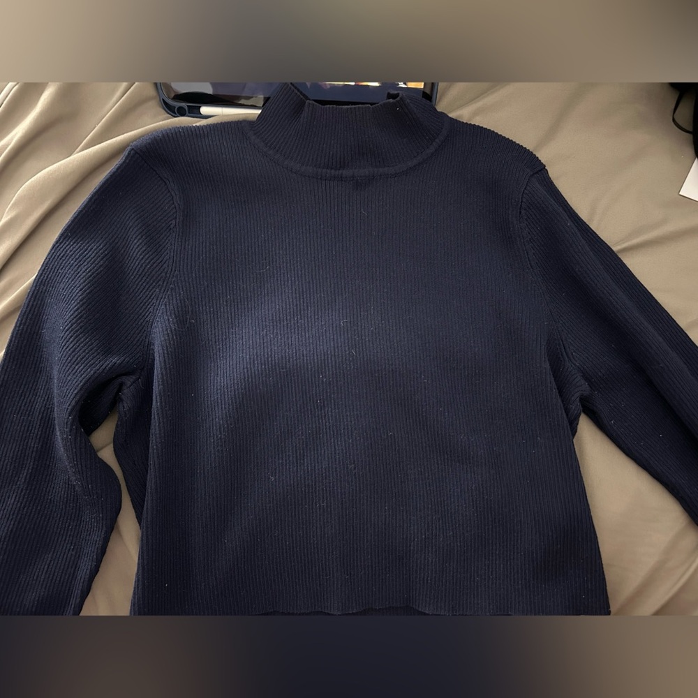 BRAND NEW Navy Mock Neck Ribbed Sweater